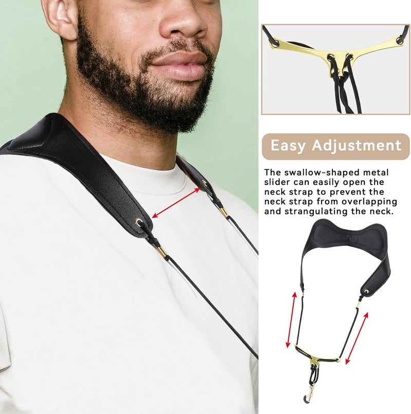 RANMING Alto Saxophone Strap with Adjustable Length Leather Padded Neck Strap for Alto Tenor Saxophone and Clarinet Oboe - Image 5